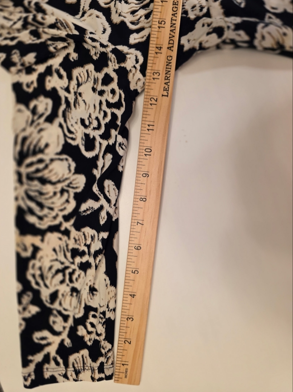 Lauren Ralph Lauren Women's Black & Cream Floral Ruched Jersey Dress ~ Size 6 - Picture 8 of 9